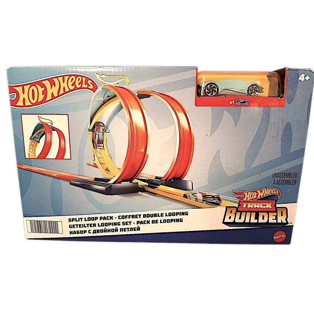 Hot Wheels Track Builder Double Looping Split Loop Pack New Sealed w 1 Car Boys - Picture 2 of 8